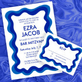 Wavy Frame Modern Chic Custom Bar Bat Mitzvah RSVP Karte