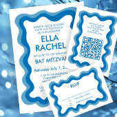 Wavy Frame Modern Chic Custom Bar Bat Mitzvah RSVP Karte