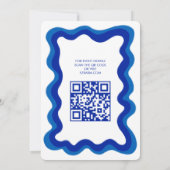Wavy Frame Modern Custom QR CODE Bar Bat Mitzvah Einladung (Rückseite)