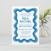 Wavy Frame Modern Custom QR CODE Bar Bat Mitzvah Einladung (Stehend Vorderseite)