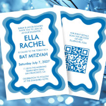 Wavy Frame Modern Custom QR CODE Bar Bat Mitzvah