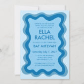 Wavy Frame Modern Custom QR CODE Bar Bat Mitzvah Einladung (Vorderseite)
