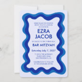 Wavy Frame Modern Custom QR CODE Bar Bat Mitzvah Einladung (Vorderseite)