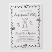 Wavy Frame Overlay-Engagement-Partei Pergament Einladungen (Vorderseite)