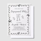 Wavy Frame Overlay-Engagement-Partei Pergament Einladungen (Versetzt)