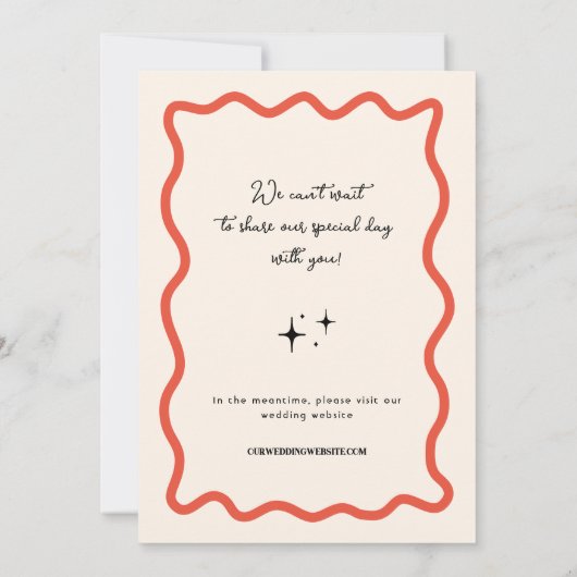 Wavy Frame Retro Wedding Foto Save the Date (Rückseite)