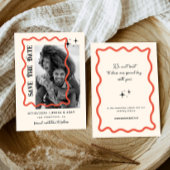 Wavy Frame Retro Wedding Foto Save the Date