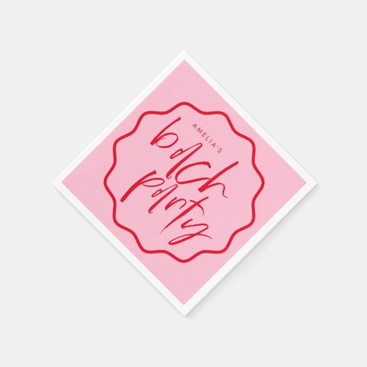 Wavy Frame Rot und Pink Bachelorette Bevorzugung Serviette (Ecke)