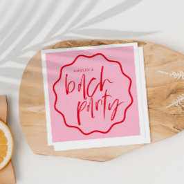 Wavy Frame Rot und Pink Bachelorette Bevorzugung Serviette