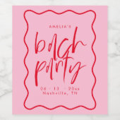 Wavy Frame Rot und Rosa Bachelorette Weingunst Weinetikett (Einzelnes Label)