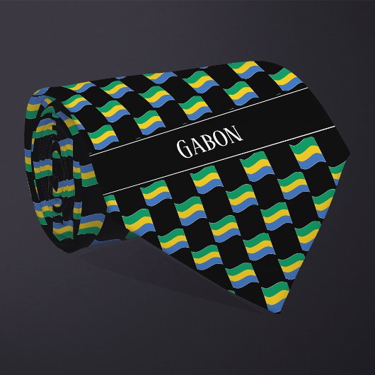 Wavy Gabon Flag Pattern Krawatte