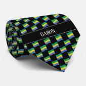 Wavy Gabon Flag Pattern Krawatte (Gerollt)
