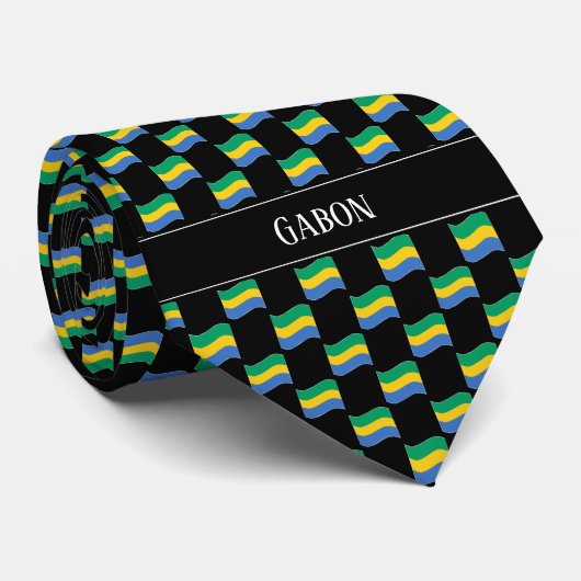 Wavy Gabon Flag Pattern Krawatte (Gerollt)