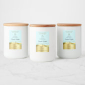 Wavy Glamour Gold Decoder Light Aquamarin Monogram Lebensmitteletikett (Flaschen)