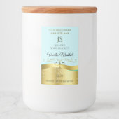 Wavy Glamour Gold Decoder Light Aquamarin Monogram Lebensmitteletikett (Vorderseite)