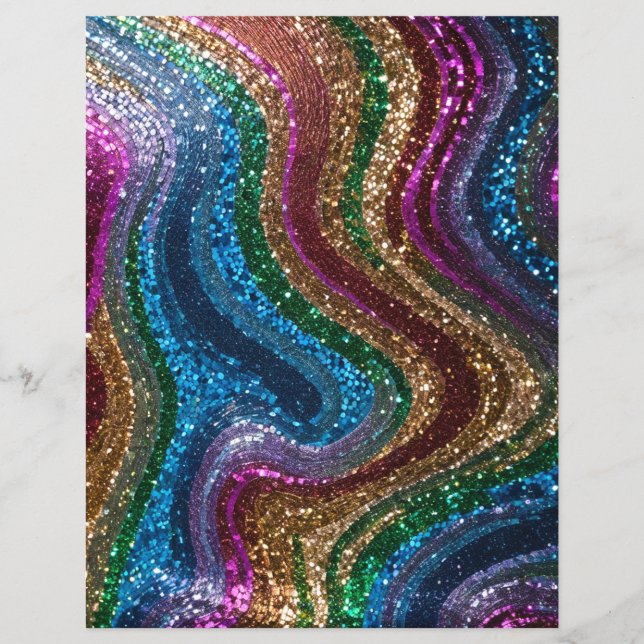 Wavy Glitzer Multicolor Scrapbook Paper (Vorderseite)