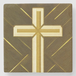 Wavy-Gold-Cross-Untersetzer Steinuntersetzer