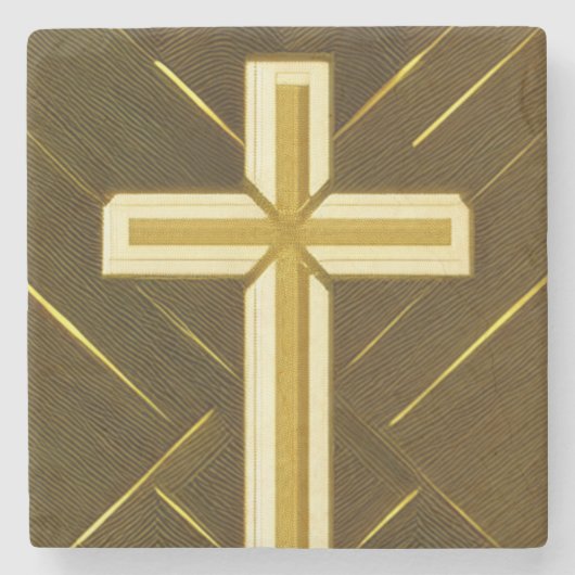 Wavy-Gold-Cross-Untersetzer Steinuntersetzer (Vorderseite)