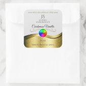 Wavy Gold Dekoration auf dem Monogram Logo-Label f Quadratischer Aufkleber (Tasche)