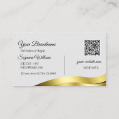 Wavy Gold Dekoration auf hellgrau mit Logo QR Code Visitenkarte (Rückseite)