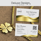 Wavy Gold Dekoration auf hellgrau mit Logo QR Code Visitenkarte