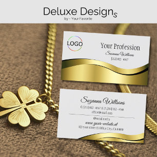 Wavy Gold Dekoration auf hellgrau mit Markenlogo Visitenkarte