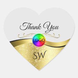 Wavy Gold Dekoration auf Light Gray Vielen Dank mi Herz-Aufkleber