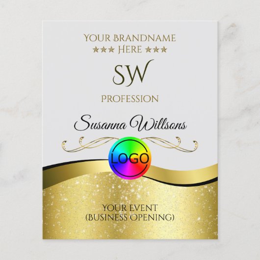 Wavy Gold Dekoration auf Monogram-Flyer für hellgr Flyer (Vorne)