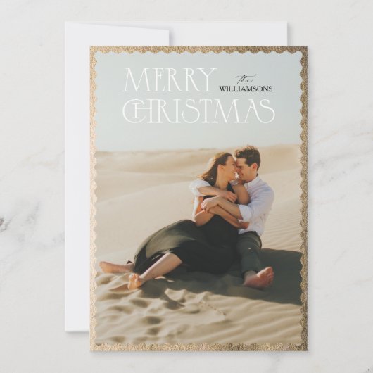 Wavy Gold Frame Classic Frohe Weihnachten (Vorderseite)