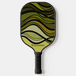Wavy Green Geometric Graphic Monogram Carbon Fibre Pickleball Schläger