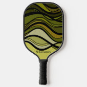 Wavy Green Geometric Graphic Monogram Carbon Fibre Pickleball Schläger (Rückseite)