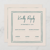 Wavy Green Handwriting Retro Wedding Rsvp Einladung (Vorne/Hinten)
