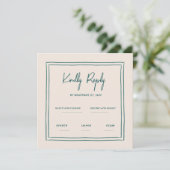 Wavy Green Handwriting Retro Wedding Rsvp Einladung (Stehend Vorderseite)