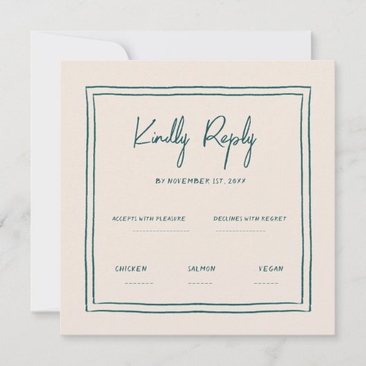 Wavy Green Handwriting Retro Wedding Rsvp Einladung (Vorderseite)