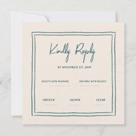 Wavy Green Handwriting Retro Wedding Rsvp Einladung