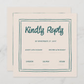 Wavy Green Handwriting Retro Wedding Rsvp Einladung (Vorne/Hinten)