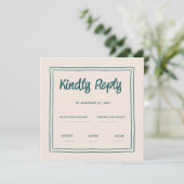 Wavy Green Handwriting Retro Wedding Rsvp Einladung (Stehend Vorderseite)