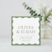 Wavy Green Modern Typografy Wedding Einladung (Stehend Vorderseite)