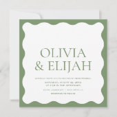 Wavy Green Modern Typografy Wedding Einladung (Vorderseite)