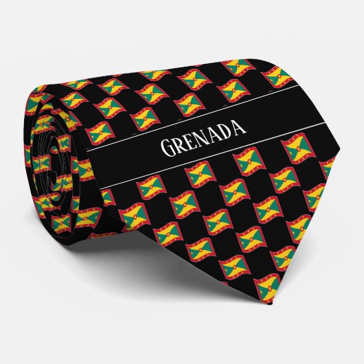 Wavy Grenada Flaggenmuster Krawatte (Gerollt)
