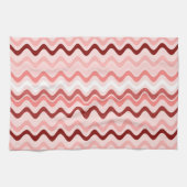 Wavy Groovy Streifen Rot und Rosa Geschirrtuch (Horizontal)