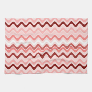 Wavy Groovy Streifen Rot und Rosa Geschirrtuch