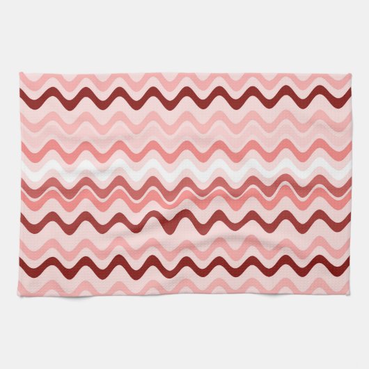 Wavy Groovy Streifen Rot und Rosa Geschirrtuch (Horizontal)