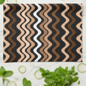 Wavy Groovy Stripes Dark Brown Geschirrtuch (Gefaltet)