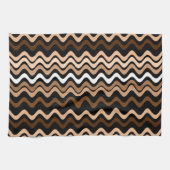 Wavy Groovy Stripes Dark Brown Geschirrtuch (Horizontal)