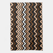 Wavy Groovy Stripes Dark Brown Geschirrtuch (Vertikal)