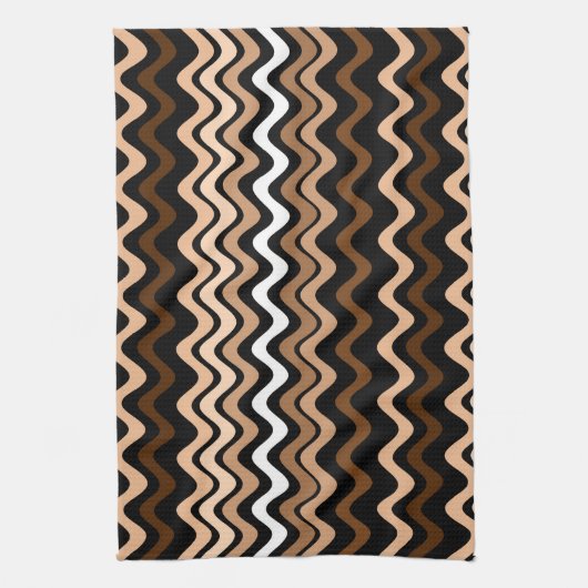 Wavy Groovy Stripes Dark Brown Geschirrtuch (Vertikal)