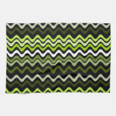 Wavy Groovy Stripes Dark Green Geschirrtuch (Horizontal)