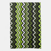 Wavy Groovy Stripes Dark Green Geschirrtuch (Vertikal)