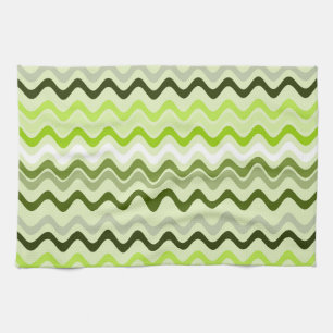 Wavy Groovy Stripes Light Green Geschirrtuch